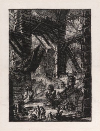 A Escadaria com Troféus, placa 8 de Carceri d de Giovanni-Battista Piranesi
