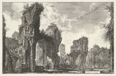 Thermen de Caracalla em Roma Ruínas de Sisto, ou ambos do grande salão das Termas Antoninas (título no objeto) Gezichten op Rome (título da série) Vistas de Roma projetadas e gravadas pelo arquiteto Giambattista Piranesi Ve (nez) iano (título da série) de Giovanni Battista Piranesi