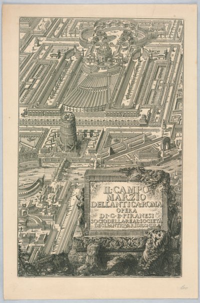 Página de título, "O Campo Marzio da Roma Antiga", da parte 20 de "As Obras Completas de Giovanni Battista Piranesi" de Giovanni Battista Piranesi