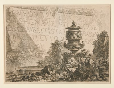 Página de rosto: Vistas de Roma desenhadas e gravadas por Giambattista Piranesi, arquiteto veneziano), de Vedute di Roma de Giovanni-Battista Piranesi
