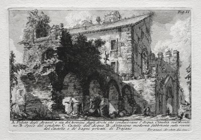 Vista das sobras, ou ambas, da ponta dos arcos que levavam ao Acqua Giulia de Giovanni Battista Piranesi