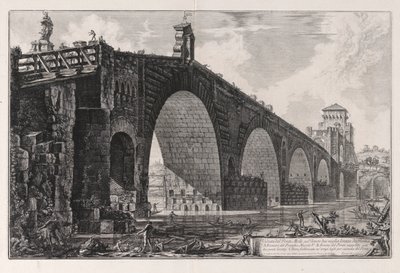 Vista da Ponte Milvian sobre o Tibre Dois Milhas Fora de Roma, de Views of Rome de Giovanni Battista Piranesi