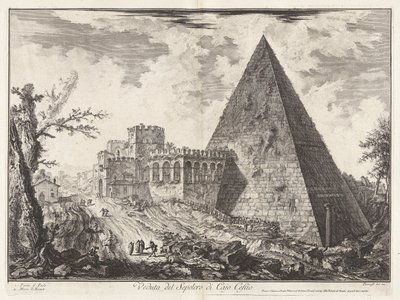 Vista da Tumba Piramidal de Caius Cestius [com a Porta S. Paolo à esquerda], de Views of Rome de Giovanni Battista Piranesi