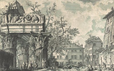 Vista do Templo de Júpiter Thundering, 1740-60s. de Giovanni Battista Piranesi