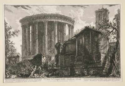 Vista do Templo da Sibila em Tivoli, a partir de Vedute di Roma de Giovanni-Battista Piranesi