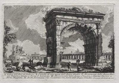 Vista do arco de Gallienus. de Giovanni Battista Piranesi