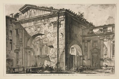 Vista do átrio do pórtico de Octávia, de Vedute di Roma de Giovanni Battista Piranesi