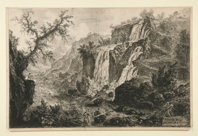 Vista das pequenas cachoeiras de Tivoli, de Vedute di Roma de Giovanni Battista Piranesi