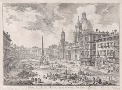 Vista da Piazza Navona Acima das Ruínas do Circo de Domiciano (Vista da Piazza Navona Acima das Ruínas do Circo de Domiciano), de Vedute di Roma (Vistas de Roma) de Giovanni Battista Piranesi