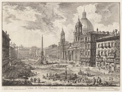 Vista da Piazza Navona sobre as Ruínas do Circo de Domiciano (Vista da Piazza Navona sobre as Ruínas do Circo de Domiciano), de Vedute di Roma (Vistas de Roma) de Giovanni Battista Piranesi