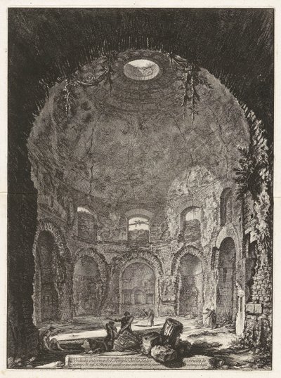 Vista interior do Templo da Tosse de Giovanni-Battista Piranesi