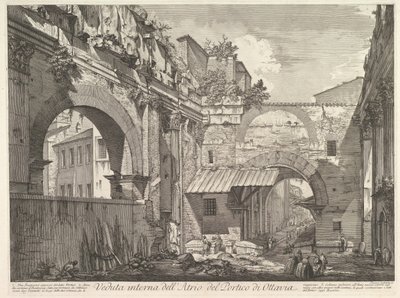 Vista interna do átrio do pórtico de Ottavia Vista interna do átrio do porto, 1760. de Giovanni Battista Piranesi