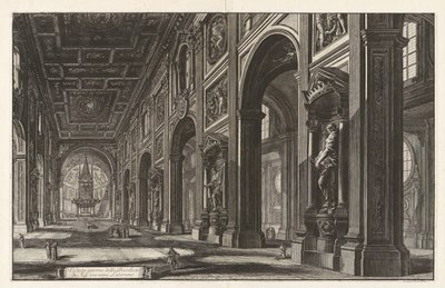 Vista interior da Basílica de São João de Latrão, de «Vedute di Roma» de Giovanni Battista Piranesi