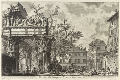 Veduta com o templo de Júpiter Tonans, c. 1755 de Giovanni Battista Piranesi