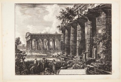 Vista de algumas colunas da fachada oposta à apresentada na prancha anterior de Giovanni Battista Piranesi