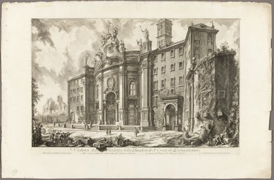 Vista da fachada da Basílica de S. Croce em Gerusalemme [a Santa Cruz em Jerusalém], de Vistas de Roma de Giovanni Battista Piranesi