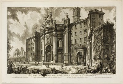 Vista da fachada da Basílica de S. Croce em Gerusalemme [a Santa Cruz em Jerusalém], de Vistas de Roma de Giovanni Battista Piranesi