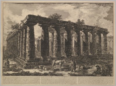 Vista mostrando os restos de um grande recinto de colunas ..., de Différentes vues de ..., ca. 1748 de Giovanni Battista Piranesi