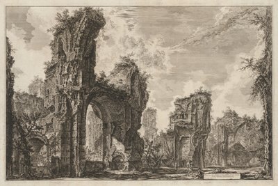 Vistas de Roma: ruínas do Sisto ou ambos do grande salão dos banhos de Antonino, 1765. de Giovanni Battista Piranesi