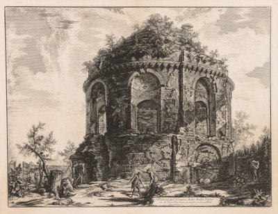 Vistas de Roma: O chamado Templo da Tosse, perto de Tivoli, 1763. de Giovanni Battista Piranesi