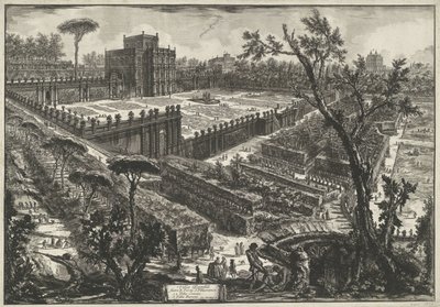 Villa Doria Pamphili te Roma Villa Panfili fora da Porta S. Pancrazio (título no objeto) Gezichten op Rome (título da série) Vistas de Roma projetadas e gravadas pelo arquiteto Giambattista Piranesi Ve (nez) iano (título da série) de Giovanni Battista Piranesi