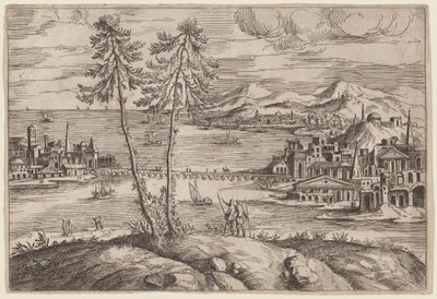 Paisagem com duas árvores de Giovanni Battista Pittoni
