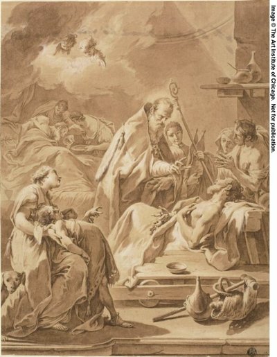 São Gilbert visita os doentes de Giovanni Battista Pittoni the Younger