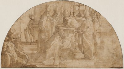 Um papa consagrando um bispo: estudo para uma luneta de Giovanni Battista Ricci