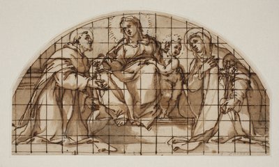 Lunette com a Madona e o Menino com São Francisco de Assis e Catarina de Sena de Giovanni Battista Ricci