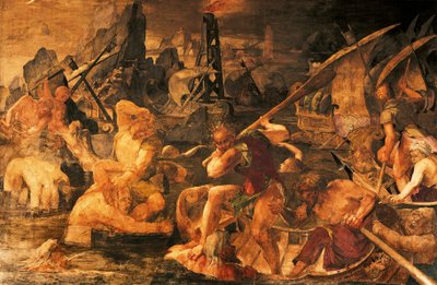Combate Naval, Galeria afresco de Francisco I, Chateau de Fontainebleau (Património Mundial da UNESCO) de Giovanni Battista Rosso Fiorentino