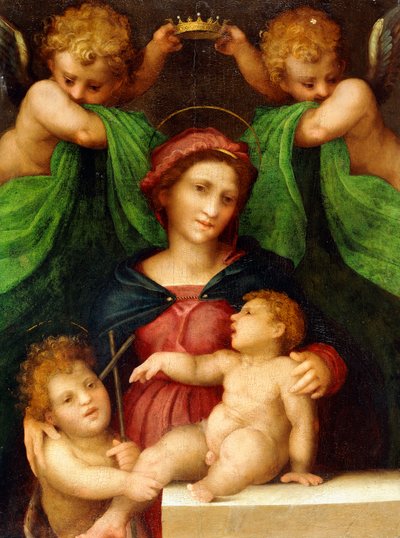 A Madona e o Menino com o Menino São João Batista e dois Anjos, c.1512 de Giovanni Battista Rosso Fiorentino