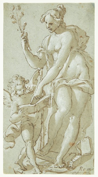 Vênus ensina Cupido, que está lendo um livro de Giovanni Battista Rovere