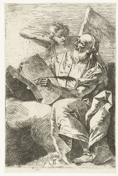 Evangelista Mateus com anjo
Quatro Evangelistas (título da série) de Giovanni Battista Tiepolo (attributed to)