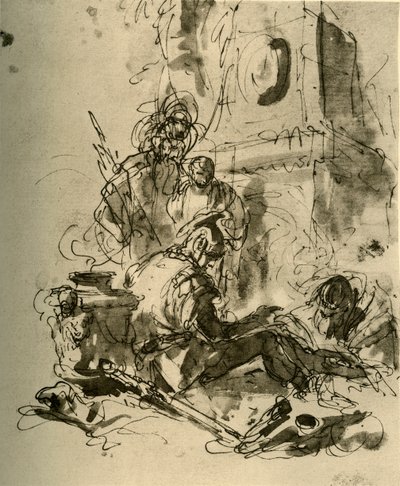 Um soldado sentado, meados do século XVIII, 1928 de Giovanni Battista Tiepolo