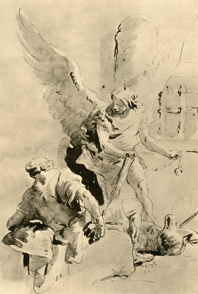 Um anjo aparece ao apóstolo Pedro na prisão, em meados do século XVIII, 1928 de Giovanni Battista Tiepolo