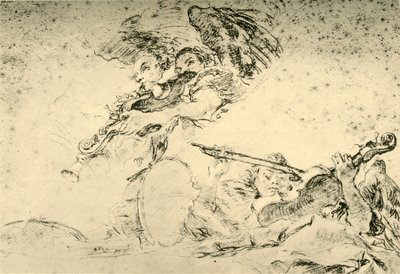 Anjos tocando instrumentos musicais, c1755, 1928 de Giovanni Battista Tiepolo