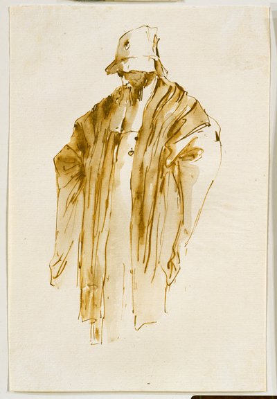 Homem barbudo a olhar para baixo e para a esquerda de Giovanni Battista Tiepolo