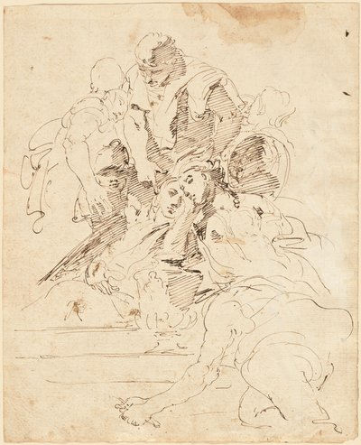 Figuras clássicas reunidas em torno de uma urna de Giovanni Battista Tiepolo