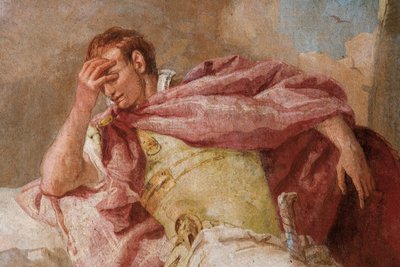Detalhe da Eneida, de Mercúrio Exortando Enéias a Sair de Cartago, da Sala da Eneida na Palazzina, 1757 de Giovanni Battista Tiepolo