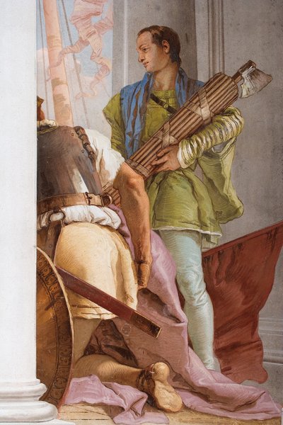 Detalhe da frota grega em Aulis, a partir do Hall de entrada na Palazzina, 1757 (freso) de Giovanni Battista Tiepolo