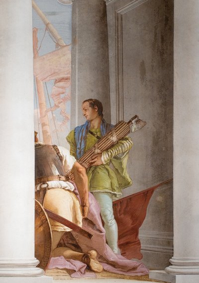 Detalhe da frota grega em Aulis, do Hall de entrada da Palazzina, 1757 de Giovanni Battista Tiepolo