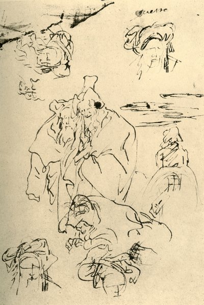 Figuras e cabeças de orientais, meados do século XVIII, 1928 de Giovanni Battista Tiepolo