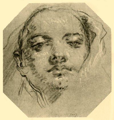 Cabeça de uma mulher, c1739-c1744, 1928 de Giovanni Battista Tiepolo