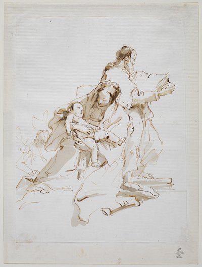 Sagrada Família com Saint Joseph Reading, 1757 por volta de de Giovanni Battista Tiepolo