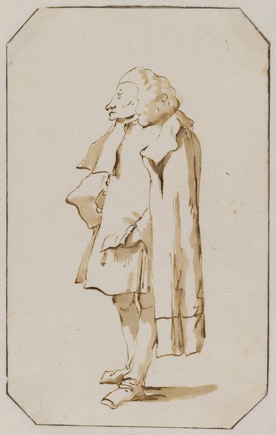 Caricatura de um homem de pé, com uma capa de Giovanni Battista Tiepolo