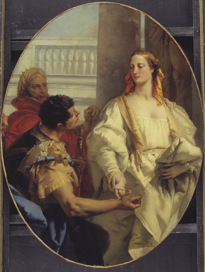Latinus oferece sua filha Lavinia a Enéias em casamento de Giovanni Battista Tiepolo