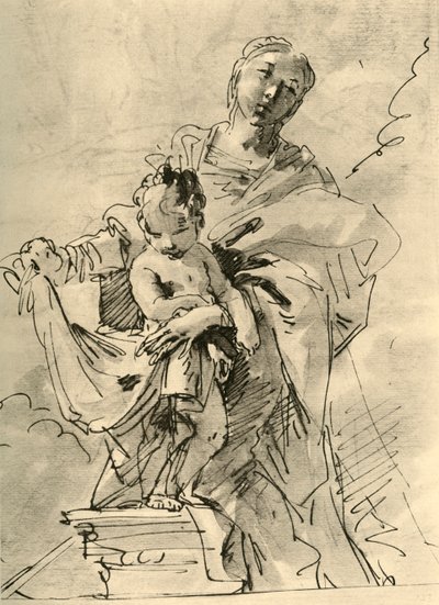 Madonna e criança, meados do século XVIII, 1928 de Giovanni Battista Tiepolo