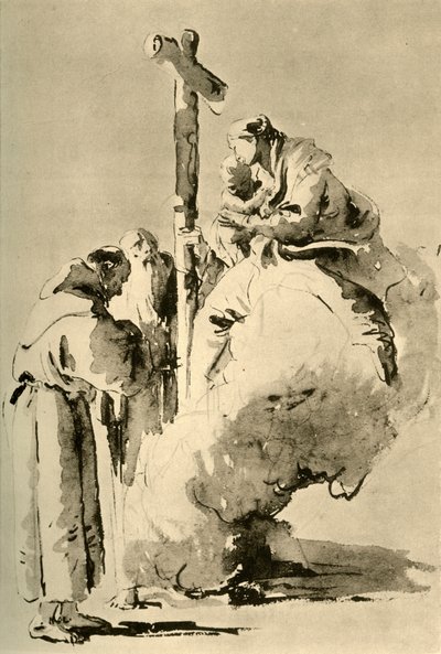 Madonna com dois monges sagrados, meados do século XVIII, 1928 de Giovanni Battista Tiepolo
