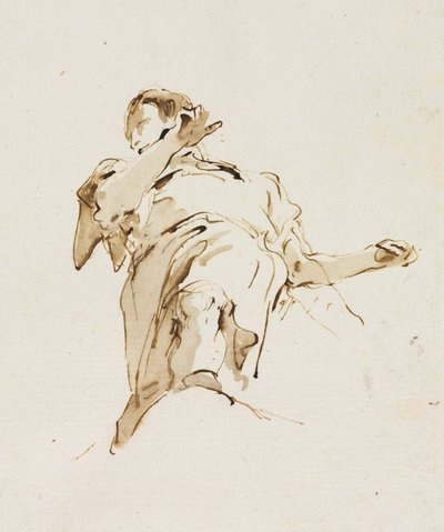 Figura masculina vista de baixo, c. 1740s. de Giovanni Battista Tiepolo
