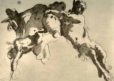 Fauno masculino e feminino com ânfora, meados do século XVIII, 1928 de Giovanni Battista Tiepolo